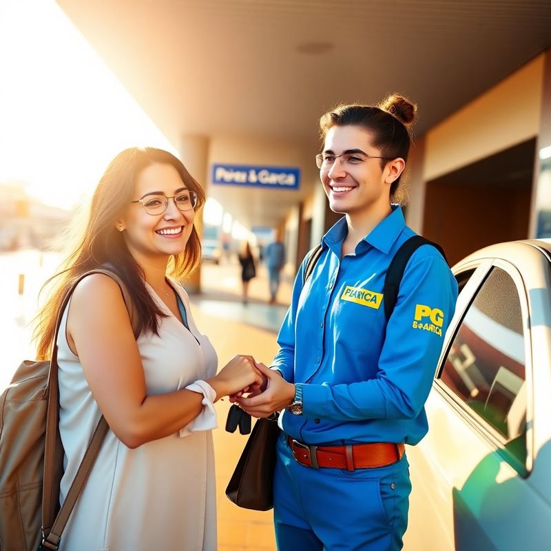 Empleado entregando las llaves de un coche a un viajero en el aeropuerto de Granada